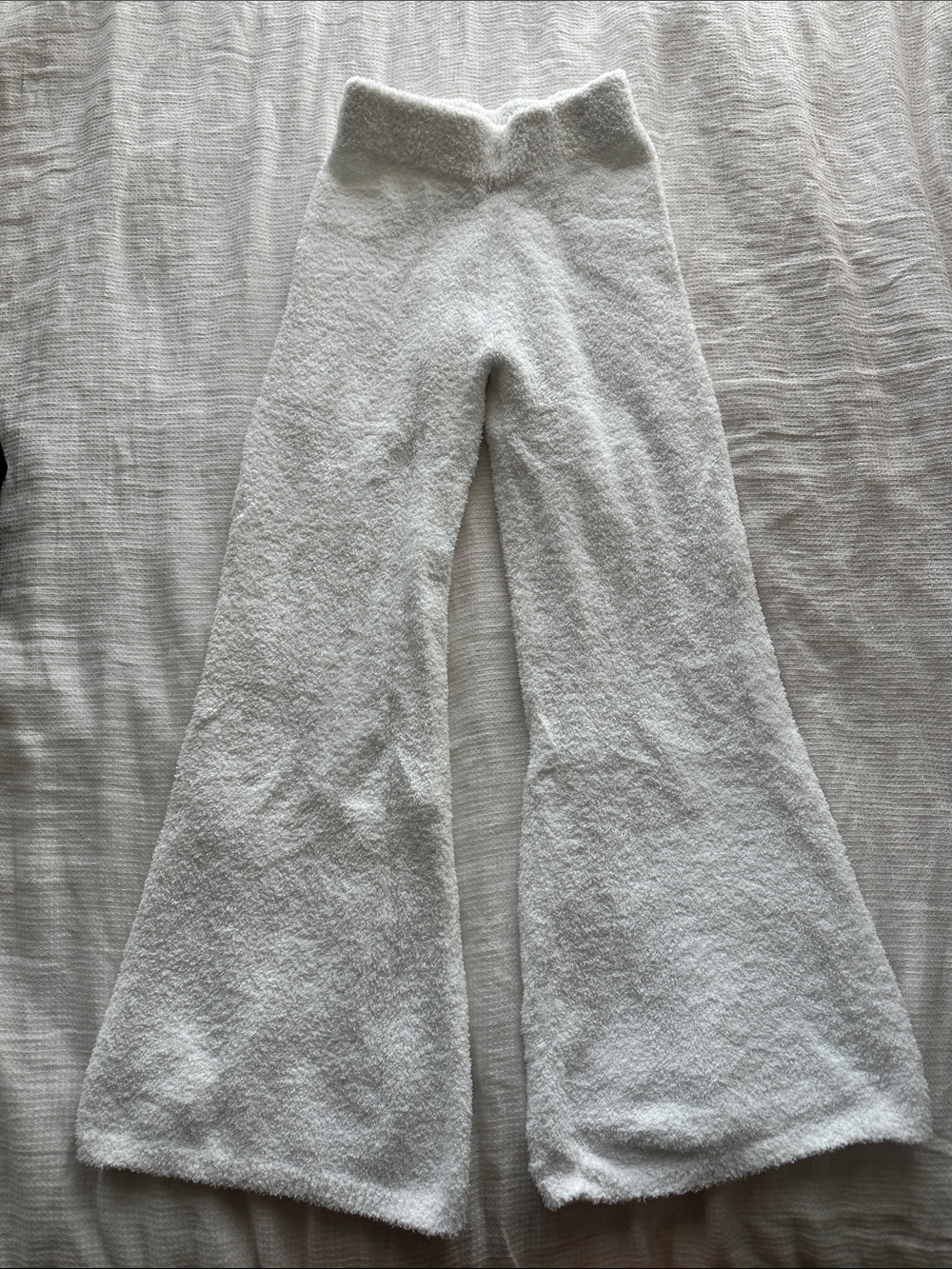 Forever 21 White Wide-Leg Cozy Knit Teddy Pants